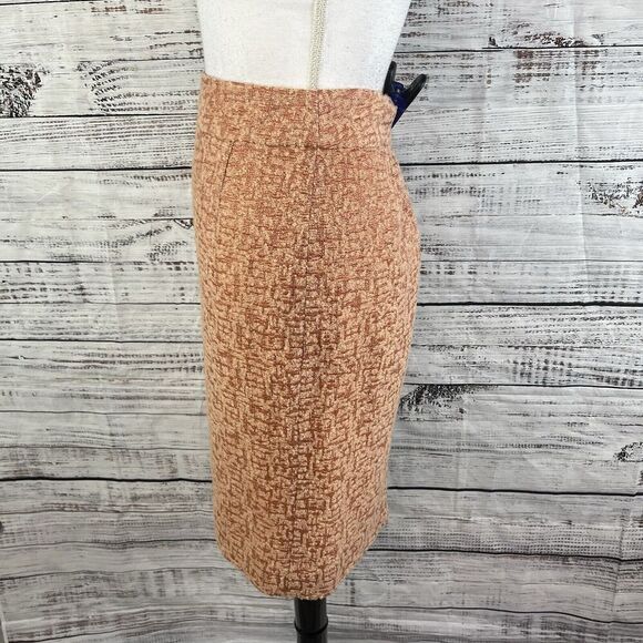 J Crew Collection Skirt size 2 Salmon Sparkle Straight Pencil Wool Mochair Knee - Picture 7 of 9
